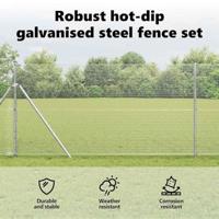 VidaXL Afrasteringspaal zilver 10 x 1,2 m (16 x 16 mm gaas) staal - thumbnail