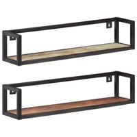 VidaXL Wandschappen 2 st 80 cm massief gerecycled hout - thumbnail