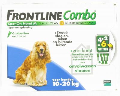 Frontline Combo Spot On hond M / 10-20 kg 6 pipetten