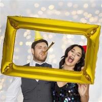 Folieballon Fotolijst Goudkleurig Groot (75x100cm) - thumbnail