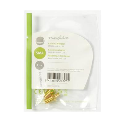 Nedis CSGP02120GD Sma-adapter Sma Female Ts9 Verguld 50 Ohm Recht Koper Goud 2 Stuks Polybag