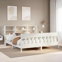 Bedframe zonder matras massief grenenhout wit 180x200 cm - thumbnail