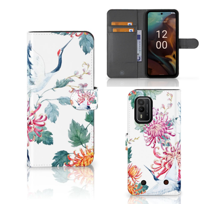 Nokia XR21 | Telefoonhoesje | Met pasjeshouder | Bird Flowers