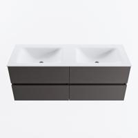 MONDIAZ VICA 130cm badmeubel onderkast Dark Grey 4 lades. Wastafel CLOUD dubbel 2 kraangaten, kleur Talc. - thumbnail