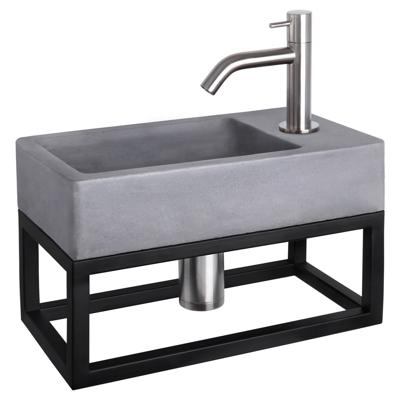 Fonteinset Differnz Force Beton en Handoekrek 40x22x9 cm Donker Grijs Met Gebogen Kraan Mat Chroom Fonteinset Differnz Force Beton en Handoekrek 40x22x9 cm Donker Grijs Met Gebogen Kraan Mat Chroom