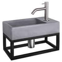 Differnz Differnz Force fonteinset beton donkergrijs - kraan gebogen - met handdoekrek mat chroom - thumbnail