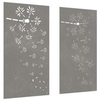 VidaXL Wanddecoratie tuin 2 st bloemenontwerp 105x55 cm cortenstaal - thumbnail
