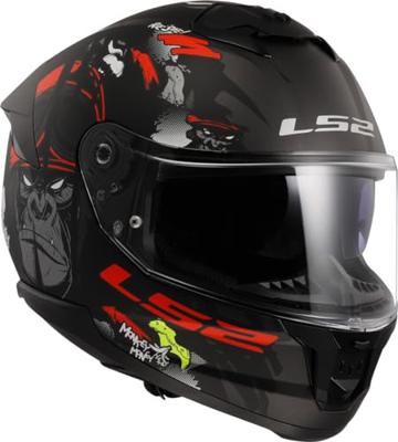 LS2 integraalhelm "ff808 stream ii angry monkey" helmet ff808 st.ii an.monk.xs bl./red matt