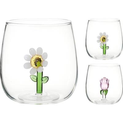 Home & Styling Drinkglas met decoratie bloem