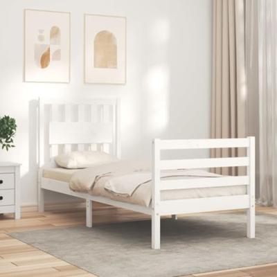 Bedframe met hoofdbord massief hout wit