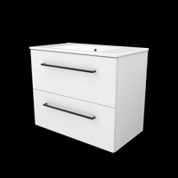 Basic-Line Start 46 Badkamermeubelset - 80 x 46 cm - Met Grepen - 2 Lades - Keramische Wastafel - 1 Kraangat - Ice White - thumbnail