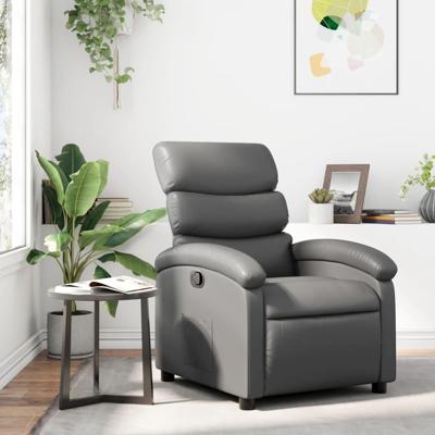 Fauteuil verstelbaar kunstleer grijs