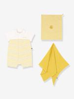 Set van 2-delige sweater voor pasgeboren baby's PETIT BATEAU geel - thumbnail