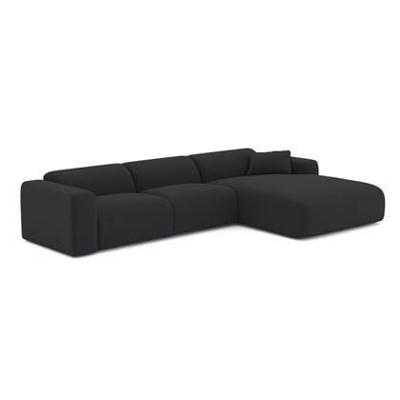 280cm brede rechthoekige sofa in zwarte bouclette stof