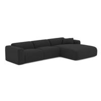 280cm brede rechthoekige sofa in zwarte bouclette stof - thumbnail