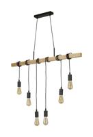 Searchlight 6-lichts hanglampWoody met hout - 95041-6BR - thumbnail