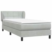 Boxspring met matras fluweel lichtgrijs 90x220 cm - thumbnail