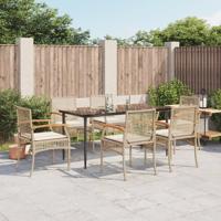 7-delige Tuinset met kussens poly rattan beige - thumbnail