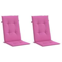 VidaXL Tuinstoelkussens hoge rugleuning 2 st 120x50x3 cm stof roze - thumbnail