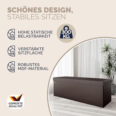 Opvouwbare Zitbank met opbergruimte en deksel - 115cm - Bruin Opvouwbare Zitbank met opbergruimte en deksel - 115cm - Bruin