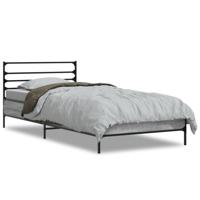 Bedframe bewerkt hout metaal grijs sonoma eiken 180x200 cm - thumbnail