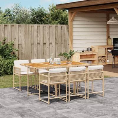 7-delige Tuinset met kussens poly rattan beige 7-delige Tuinset met kussens poly rattan beige
