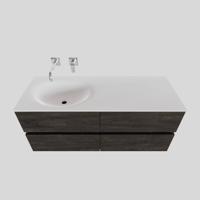 Badkamermeubel Solid Surface AQS Stockholm 120x46 cm Links Wood Dark Brown 4 Laden Boss & Wessing - thumbnail