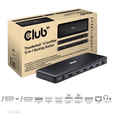 CLUB3D Thunderbolt 4 Certified 11-in-1 dockingstation voor mobiel apparaat Universeel Zwart CLUB3D Thunderbolt 4 Certified 11-in-1 dockingstation voor mobiel apparaat Universeel Zwart