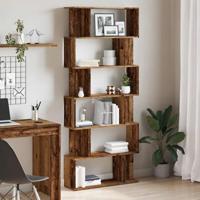 Boekenkast 80x24x192 cm bewerkt hout oud houtkleurig - thumbnail