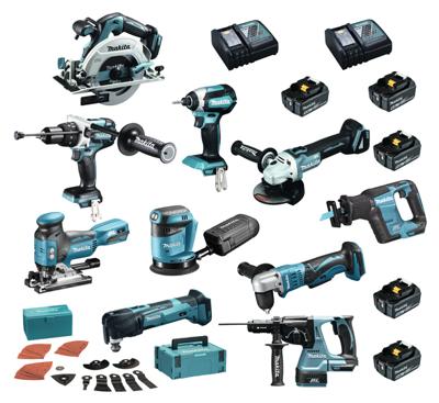 Makita DLX1012TJ1 Accu Combiset 10-delig 18V 5.0Ah in Mbox
