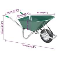 Kruiwagen 90 L 150 kg gegalvaniseerd staal en kunststof groen - thumbnail