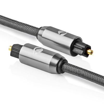 Optische Audiokabel | TosLink Male | TosLink Male | 5.00 m | Rond | Gevlochten | Gun Metal Grijs | Cover Window Box Optische Audiokabel | TosLink Male | TosLink Male | 5.00 m | Rond | Gevlochten | Gun Metal Grijs | Cover Window Box