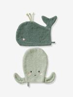 Set van 2 washandjes ONDER DE OCEAAN blauw - thumbnail