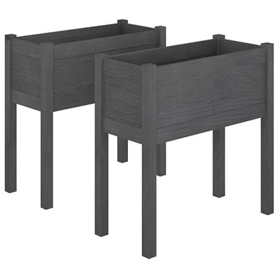 VidaXL Plantenbakken 2 st 70x31x70 cm massief grenenhout grijs