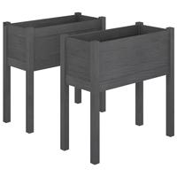 VidaXL Plantenbakken 2 st 70x31x70 cm massief grenenhout grijs - thumbnail