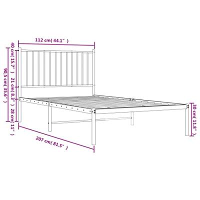 Bedframe met hoofdbord metaal wit 107x203 cm