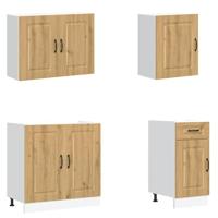 7-delige Keukenkastenset Kalmar bewerkt hout artisanaal eiken - thumbnail