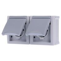 VIKO 90591088-DE Pacific Wandcontactdoos dubbel spatwaterdicht Grijs 1 stuk(s)