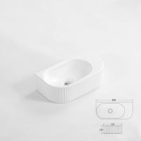 QeramiQ Blend Fontein - 40x22x12cm - Geribbeld - halfrond - zonder kraangat - Keramiek - Wit Glans SW1210754 - thumbnail