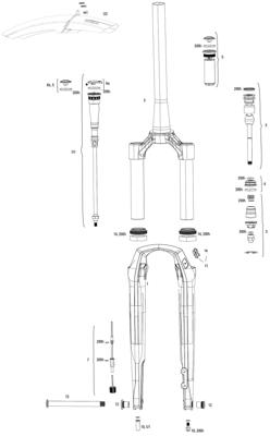 ROCKSHOX verende voorvork "rudy ultimate race day 2 xplr" 28" rs suspension fork rudy u rd2 700c black 40 mm