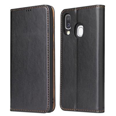 Dermis textuur PU + TPU horizontale Flip lederen draagtas met houder & kaartsleuven & portemonnee voor Galaxy A40 (zwart)