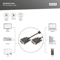 DIGITUS DVI-aansluitkabel, DVI(24+1), 2x ferriet M/M, 3,0 m, DVI-D Dual Link, zwart - thumbnail