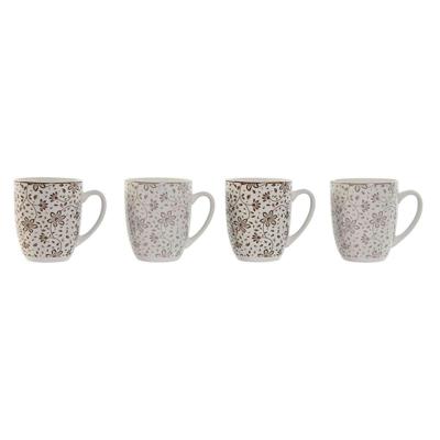 Set van 4 mokken Home ESPRIT Bruin Beige Blommor 340 ml Set van 4 mokken Home ESPRIT Bruin Beige Blommor 340 ml
