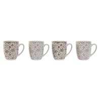 Set van 4 mokken Home ESPRIT Bruin Beige Blommor 340 ml - thumbnail