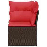 Tuinhoekbank met kussens poly rattan bruin - thumbnail