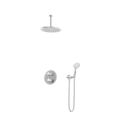 Hotbath Buddy - Inbouw Regendoucheset - Thermostatisch - Plafondbuis 15 cm - Hoofddouche 300 mm - Ronde Handdouche 3 Standen - met 2-Weg Stop-Omstel - Waterbesparend - V01