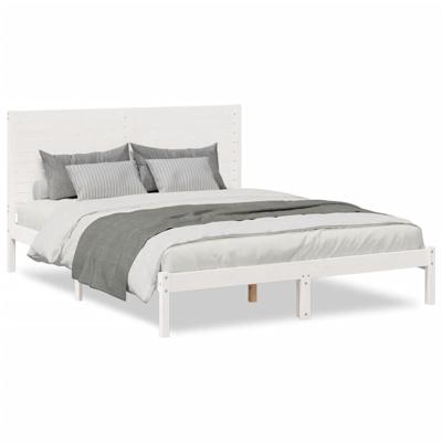 Bedframe extra lang zonder matras massief hout wit 160x220 cm