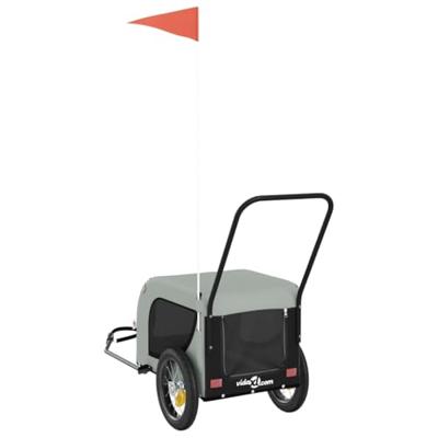 VidaXL Hondenfietstrailer oxford stof en ijzer grijs en zwart - thumbnail