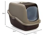 SAVIC Nestor warm grijs-chocoladebruin - overdekte kattenbak - 56x39x38,5 cm - 1 st. - thumbnail