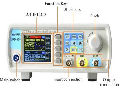 Joy-it JDS6600 Functiegenerator 0 Hz - 60 MHz 2-kanaals Sinus, Driehoek, Blok, Puls, Ruis, Lorentz-verdeling Joy-it JDS6600 Functiegenerator 0 Hz - 60 MHz 2-kanaals Sinus, Driehoek, Blok, Puls, Ruis, Lorentz-verdeling
